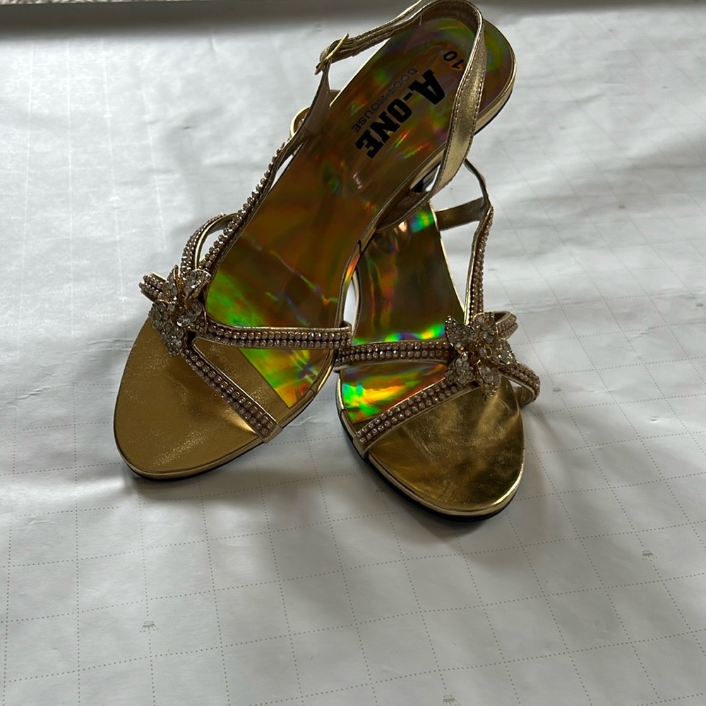 Women’s Gold Strappy Heels
